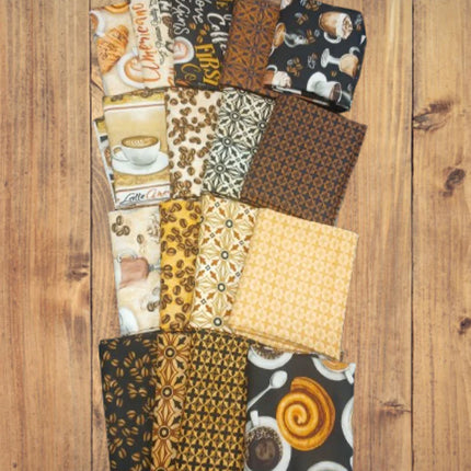 Assorted For the Love of Coffee Cotton - 1/2 Yard Cuts -  10 Prints- Fabric Bundle