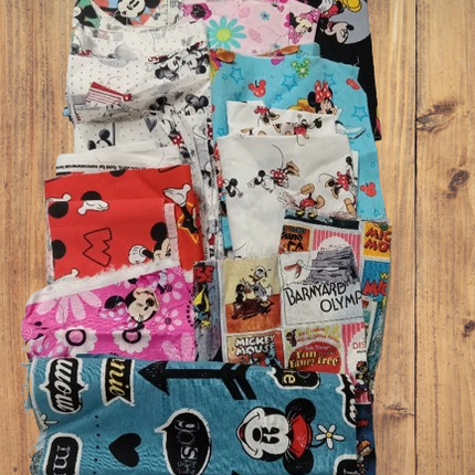 Assorted Mickey Minnie and Friends Fabric - 1 lb Scrap Bundle