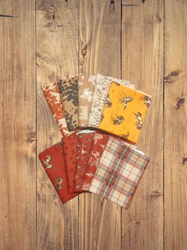 10 Fat Quarters - Assorted John Wayne Courage Sand & Red Barn Fat Quarter Bundle