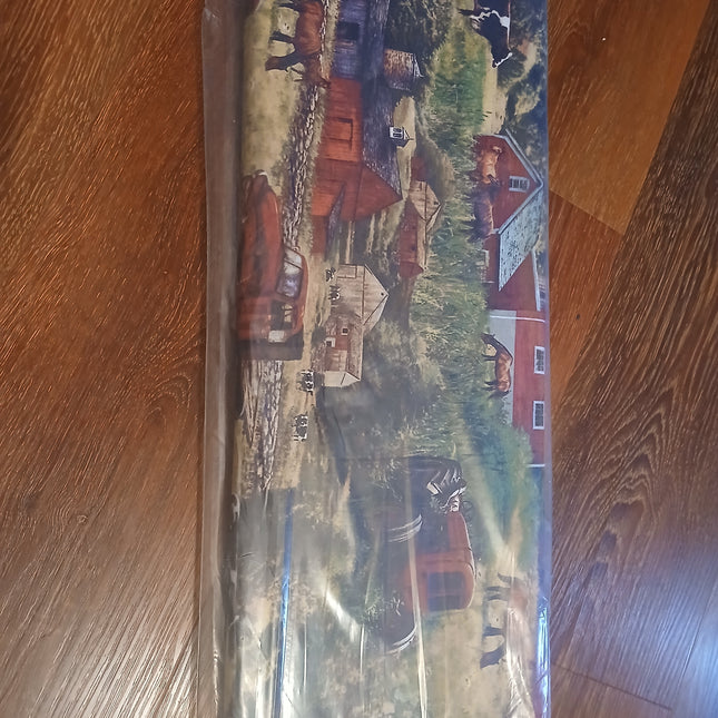 Farm Barns & Trucks Red Cotton Fabric by the Bolt