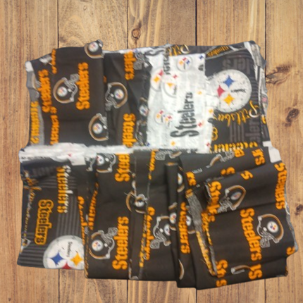 Assorted Steelers Football Licensed Cotton Fabric - 1 lb  Scrap Small Pieces Bundle