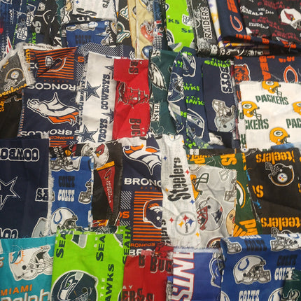 Assorted Sport Teams Football Licensed Cotton Fabric - 12oz Scrap Small Pieces Bundle