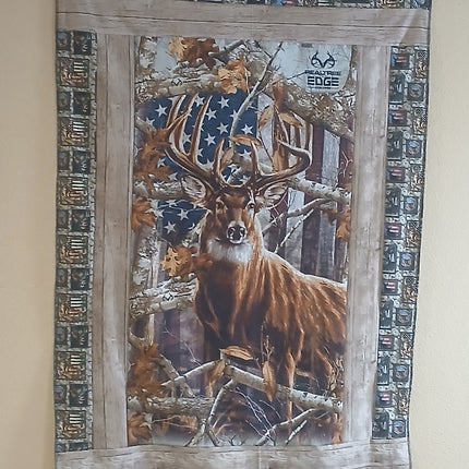 Handmade Patriotic Deer Quilt 44" x 56"