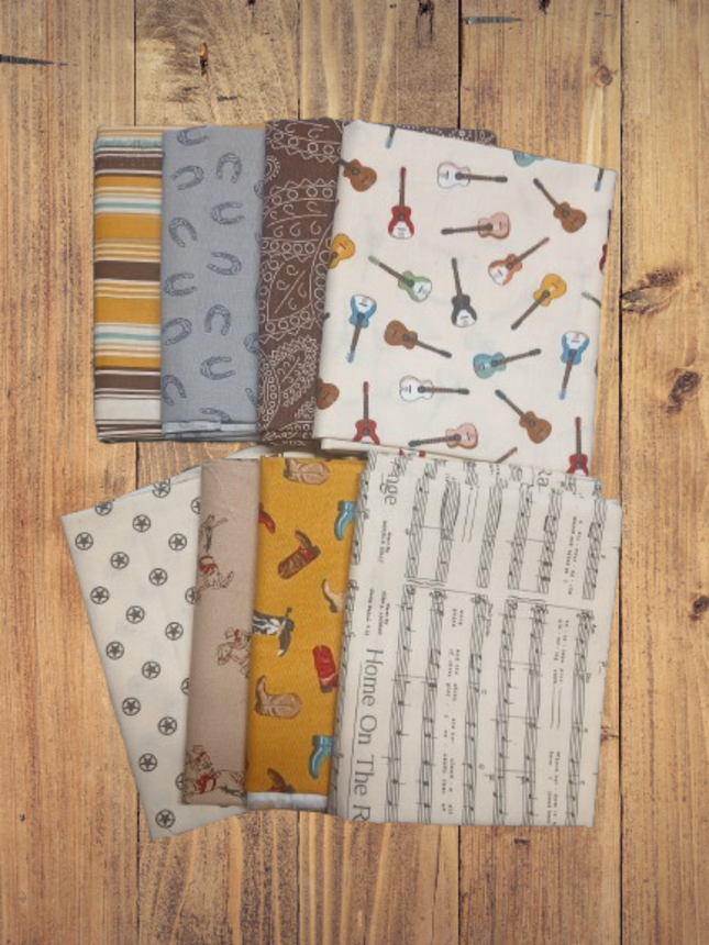 8 Fat Quarters - Assorted Cowboys Fat Quarter Bundle