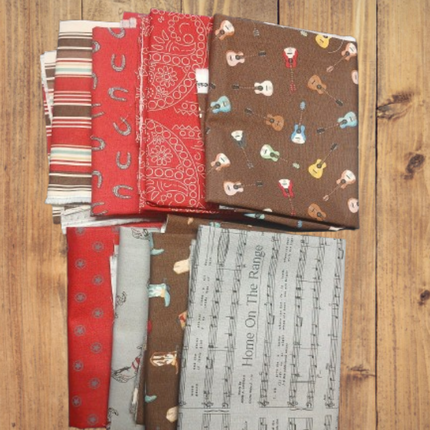 8 Fat Quarters - Assorted Cowboys Red Fat Quarter Bundle