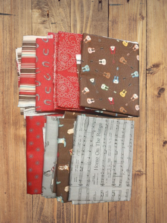 8 Fat Quarters - Assorted Cowboys Red Fat Quarter Bundle