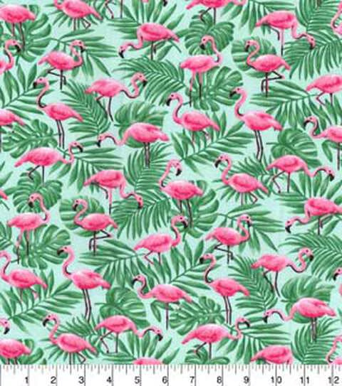 Handmade Valance or Curtain Panel Pink Flamingos In Palm Leaves