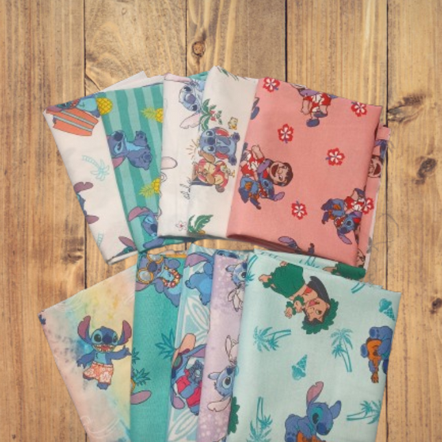 10 Fat Quarters - Assorted Lilo & Stitch Fat Quarter Cotton Bundle