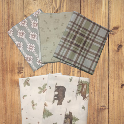 5 Fat Quarters - Assorted Let's Get Lost In The Woods Green Fat Quarter Bundle