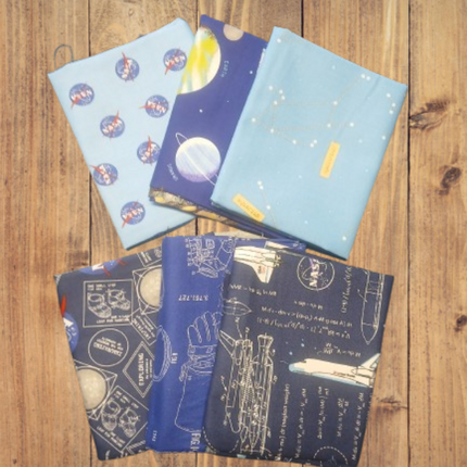 6 Fat Quarters - Assorted Outer Space by NASA Blue Fat Quarter Bundle