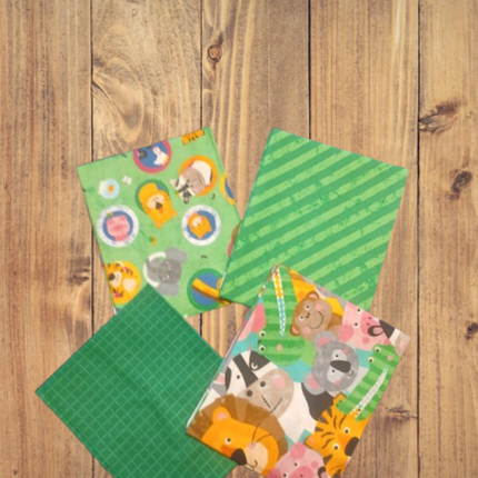 4 Fat Quarter -  Assorted Noah & Friends II Green Theme Fat Quarter Bundle