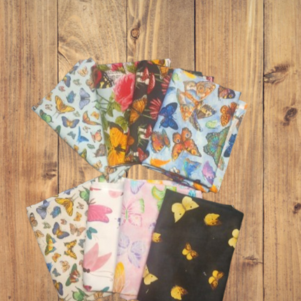 8 Fat Quarters - Assorted Butterflies Fat Quarter Bundle