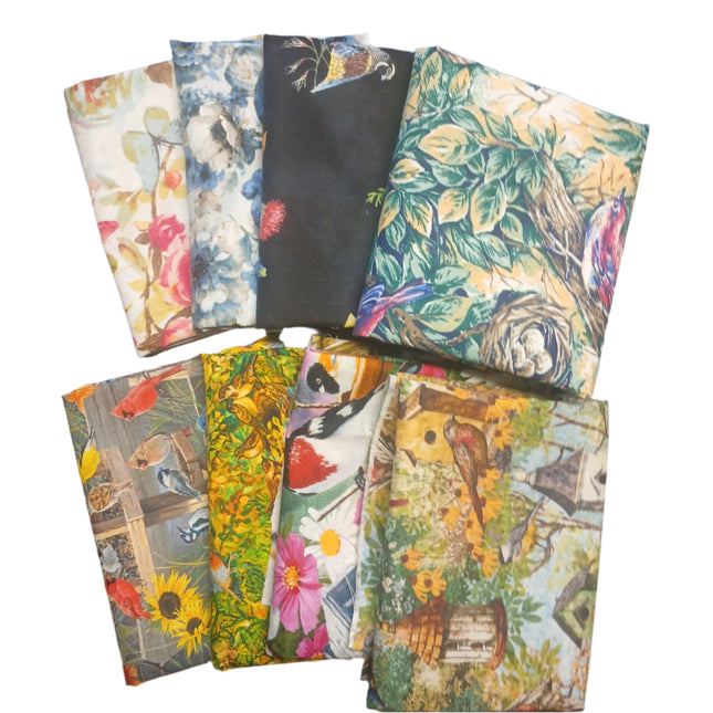 8 Fat Quarters - Assorted Birds Fat Quarter Bundle