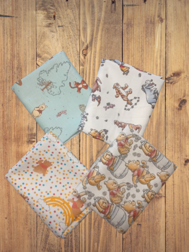 4 Half Yards  -Assorted Pooh and Friends Fat Half Yard Bundle