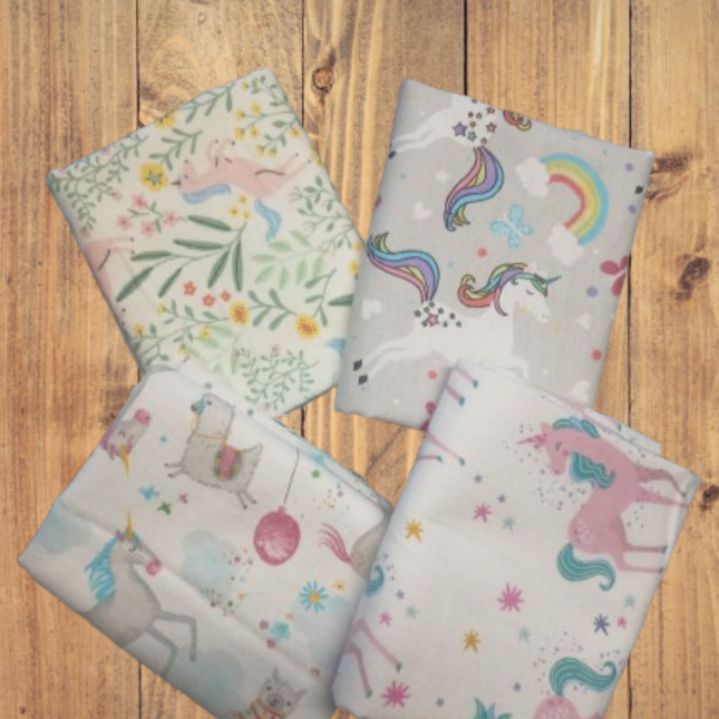 4 Fat Quarters - Assorted Unicorn Flannel Fat Quarter Bundle