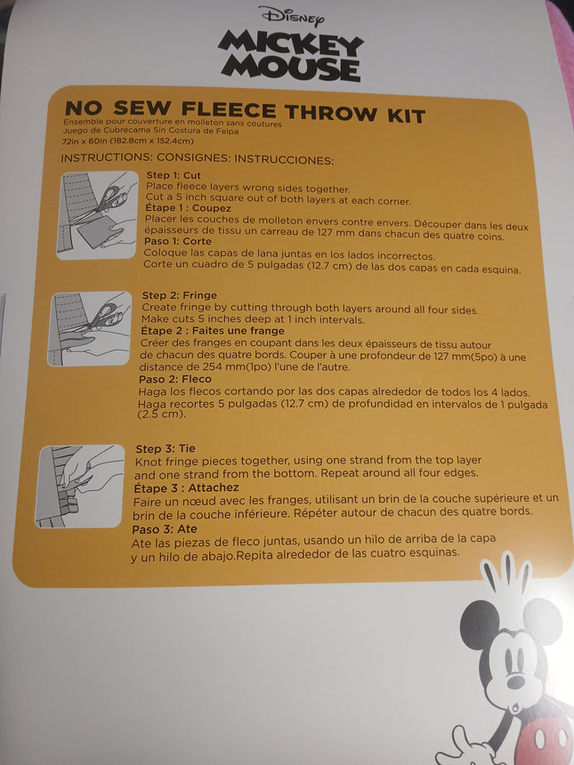 72" x 60" Disney Mickey Mouse ALWAYS BE KIND No Sew Blanket Kit
