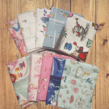 10 Fat Quarters -  Assorted Alice in Wonderland Fat Quarter Bundle