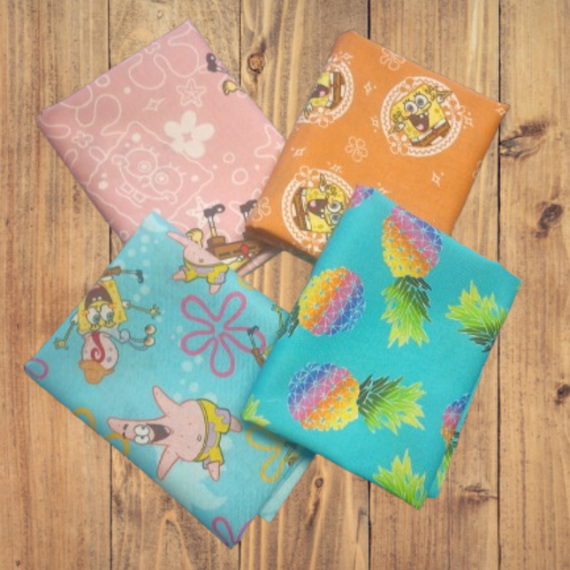 4 Fat Quarters - Assorted Spongebob Fat Quarter Bundle