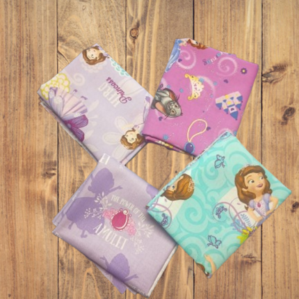 4 Fat Quarters - Assorted Sofia the First Princess Fat Quarter Bundle