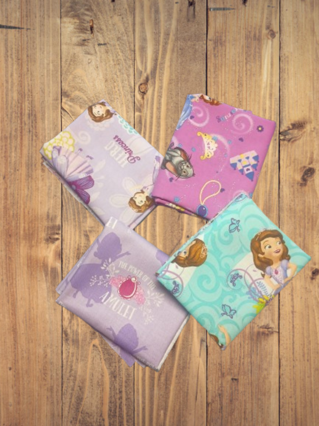 4 Fat Quarters - Assorted Sofia the First Princess Fat Quarter Bundle