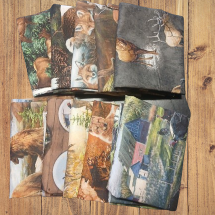 10 Fat Quarters - Assorted Wildlife Fat Quarter Bundle