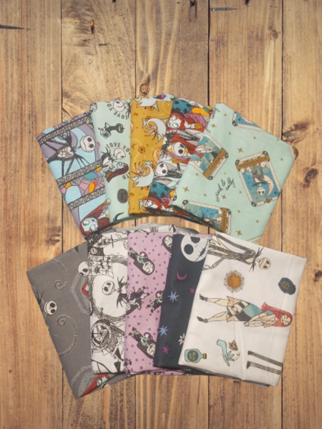 10 Fat Quarters - Assorted Nightmare Before Christmas Fat Quarter Bundle