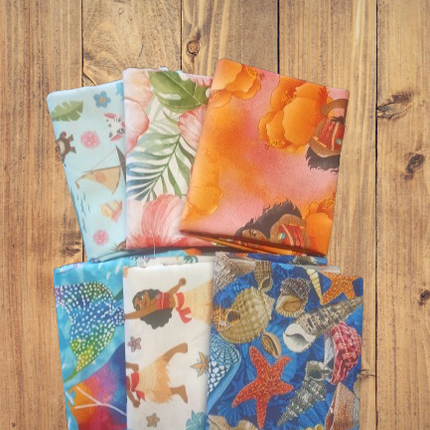 6 Fat Quarters - Assorted Moana Themed Fat Quarter Bundle
