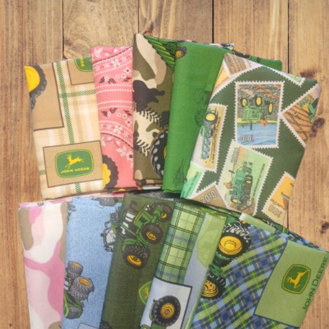 10 Fat Quarters - Assorted John Deere Fat Quarter Bundle
