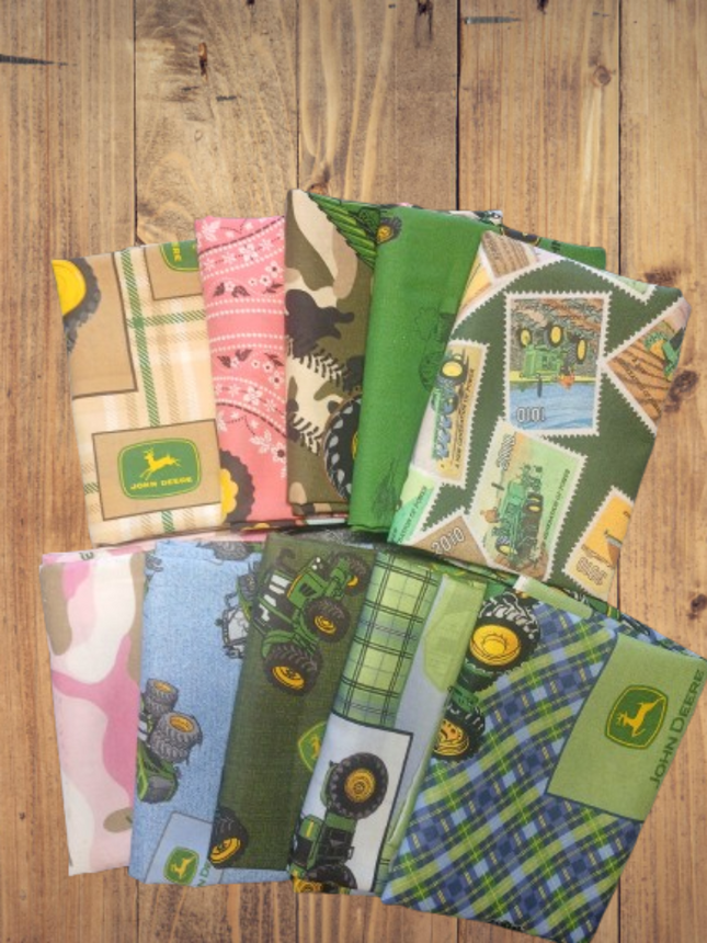 10 Fat Quarters - Assorted John Deere Fat Quarter Bundle
