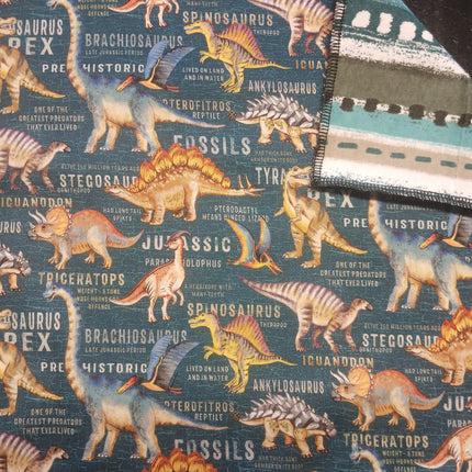 Handmade Placemat Or Table Runner Dinosaur Land Teal