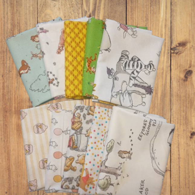 10 Fat Quarters - Assorted Pooh and Friends Fat Quarter Bundle