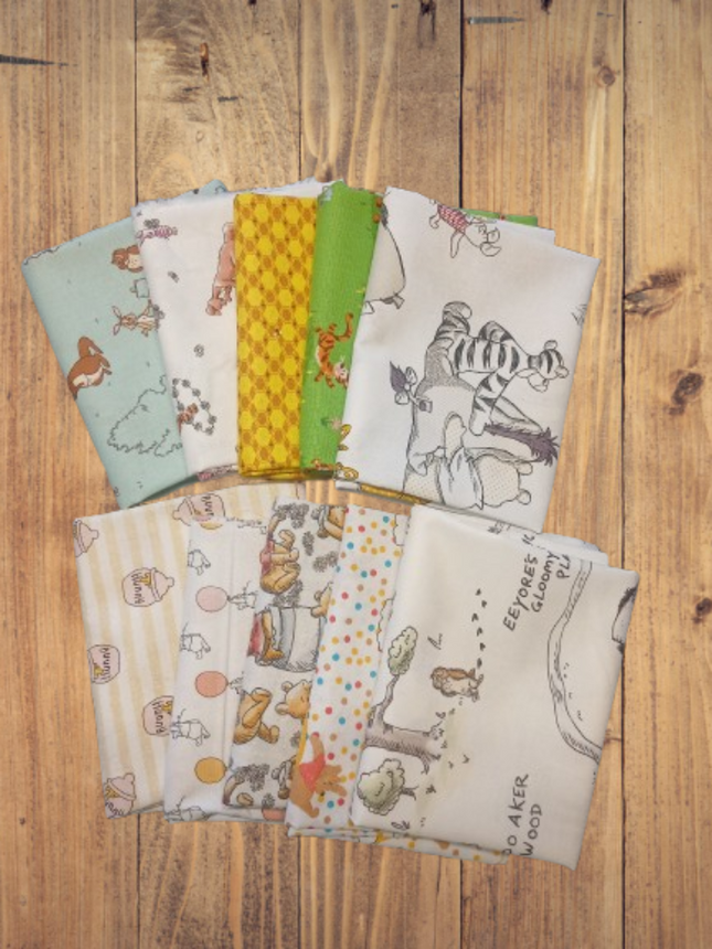 10 Fat Quarters - Assorted Pooh and Friends Fat Quarter Bundle