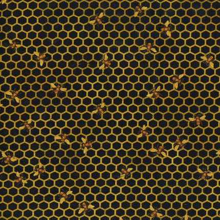 Handmade Valance or Curtain Panel Bees On Honeycomb Black