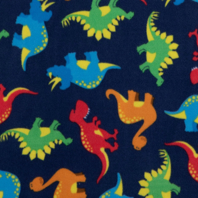 Handmade Single Layer Fleece 58"x 72" Throw Blanket "Multi-Color Dinosaurs ”