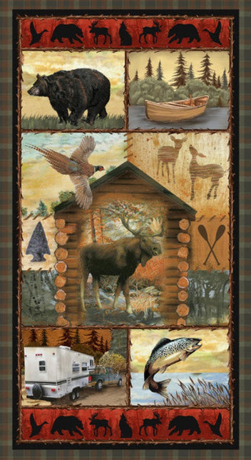 Wilderness Trail Brown 24" Panel Cotton Fabric