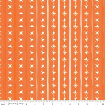 Two by Two Happy Rays Orange Cotton Fabric