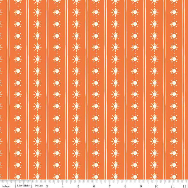 Two by Two Happy Rays Orange Cotton Fabric