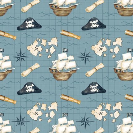 Treasure Map Flannel Fabric