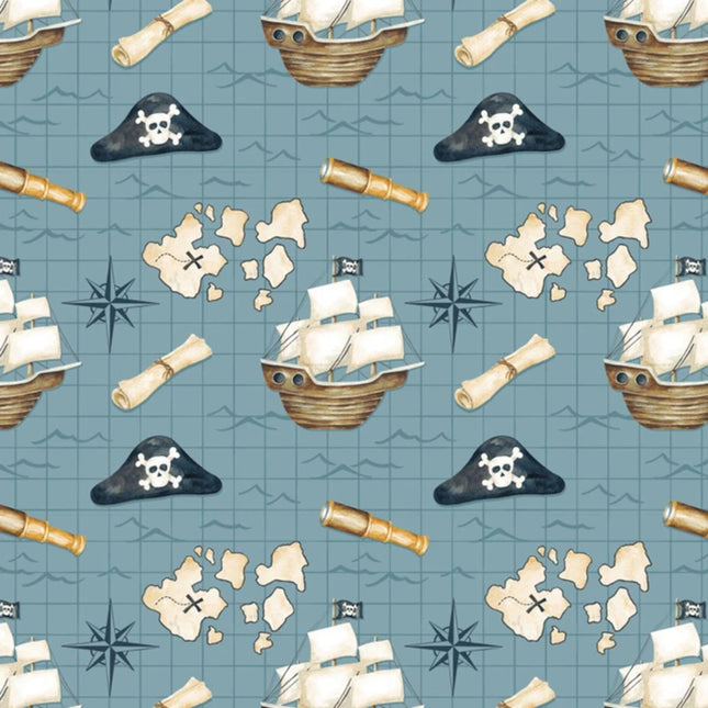 Treasure Map Flannel Fabric