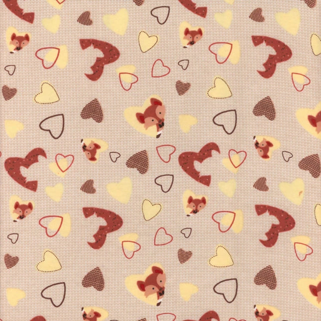 Fox Heart - Yellow Flannel Fabric