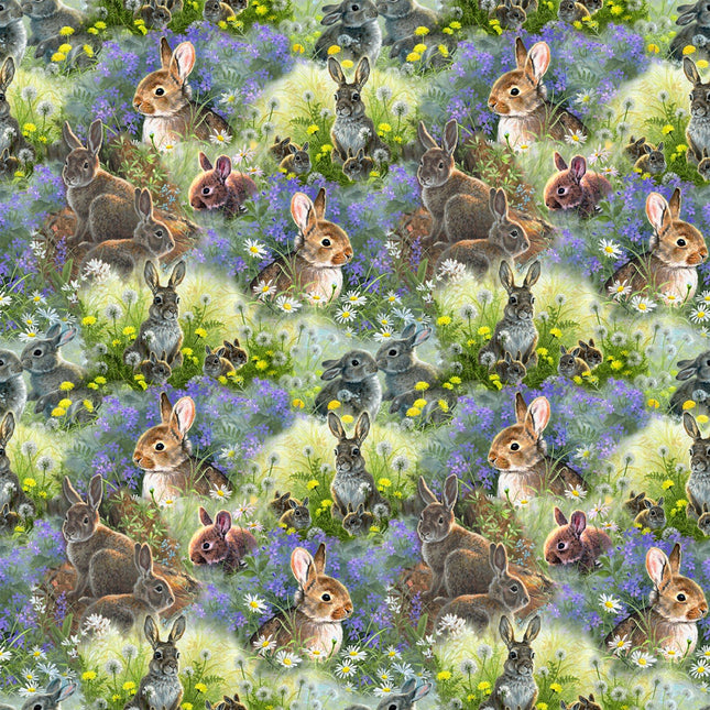 New Beginnings Spring Bunnies Multi Cotton Fabric