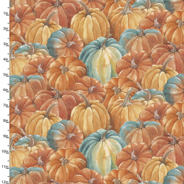Pumpkin Please Gourd Gather Orange Cotton Fabric