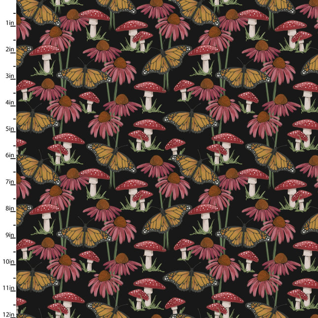 Autumn Meadow Flowers Of The Black Cotton Fabric