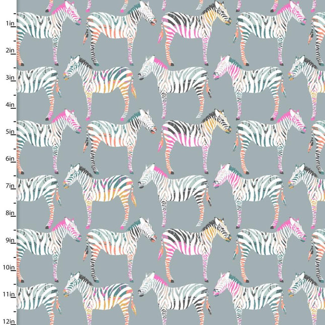 Curtain Valance - Zebra Dazzle Zebra Row Gray Cotton