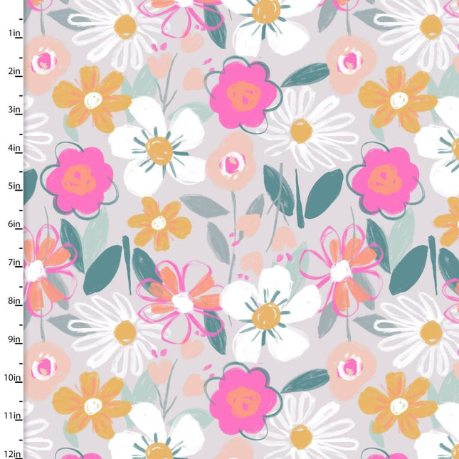 Pillowcase - Zebra Dazzle Floral Scatter Gray Cotton