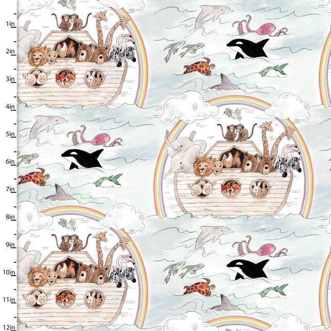 Two by Two Animal Journey Blue Cotton Fabric