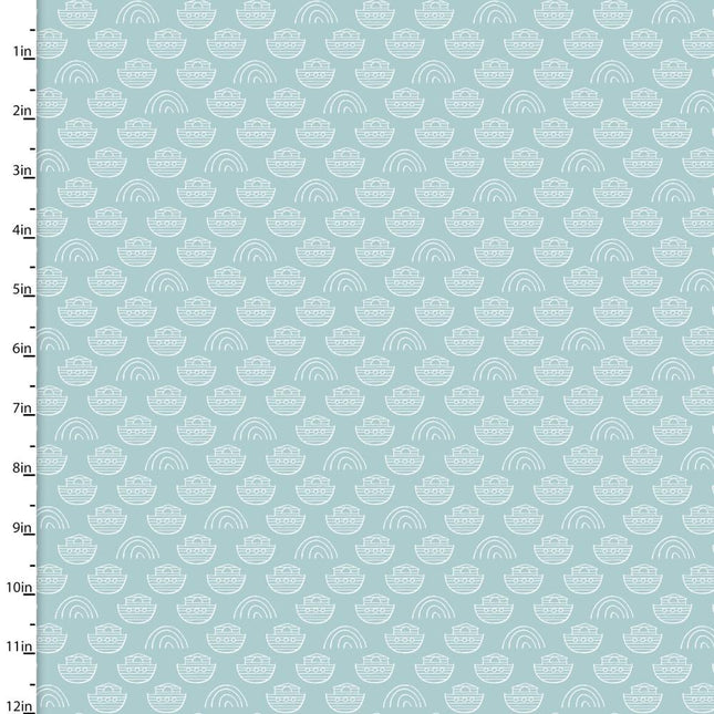 Two by Two Allover Ark Blue Cotton Fabric