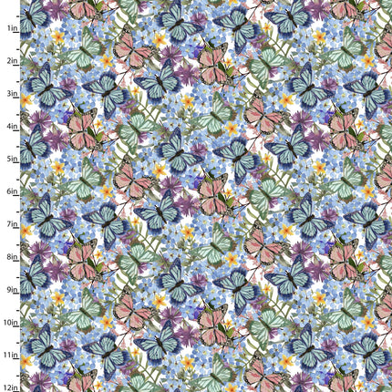 Bunny Kisses & Easter Wishes Butterfly Bouquet Multi Cotton Fabric