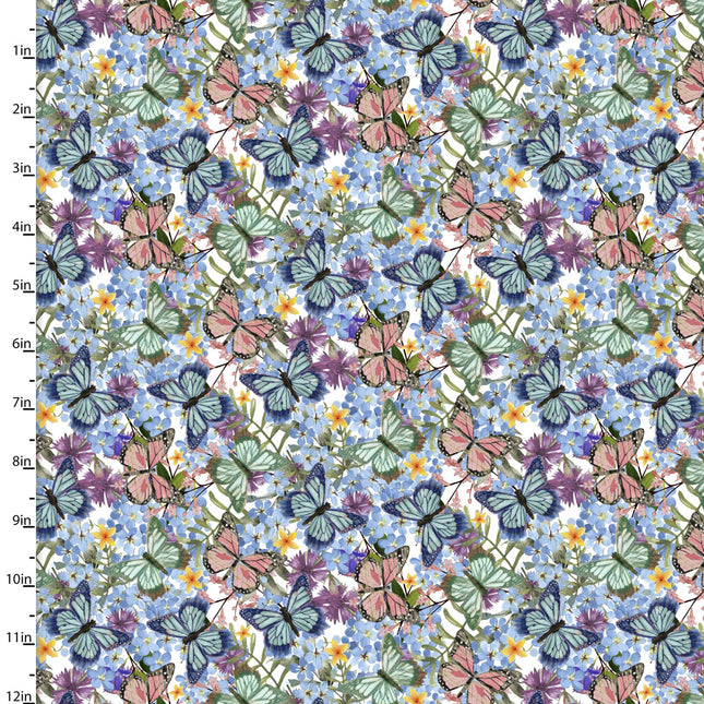 Bunny Kisses & Easter Wishes Butterfly Bouquet Multi Cotton Fabric