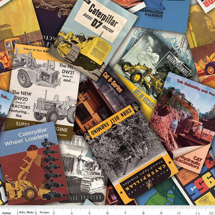Caterpillar® 100 Years Brochures Multi Cotton Fabric